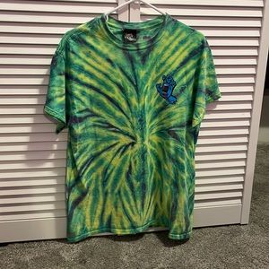 santa cruz, green tie-dye, t-shirt